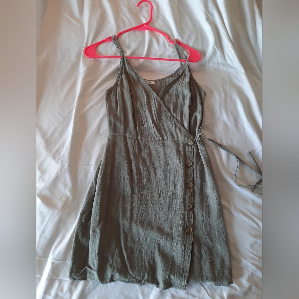 NWT Olive Green V-Neck Mini Dress, S